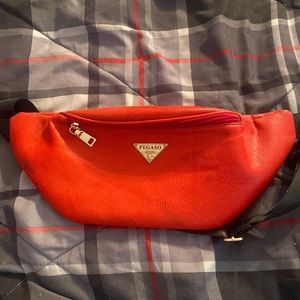 This is a red Fanny pack